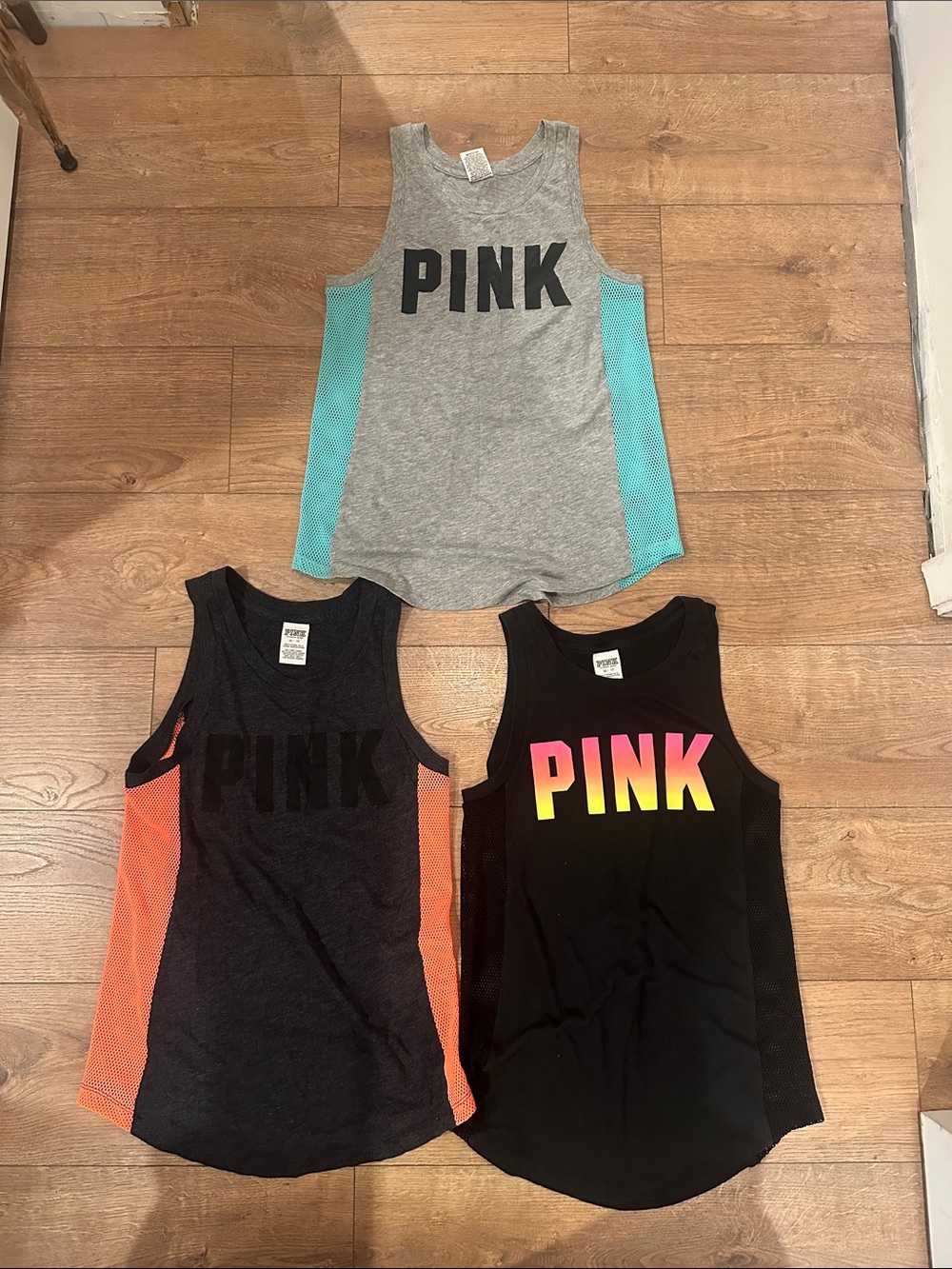 PINK Victoria's Secret Athletic Tank Top - Gray, Black & Navy (Set of 3)